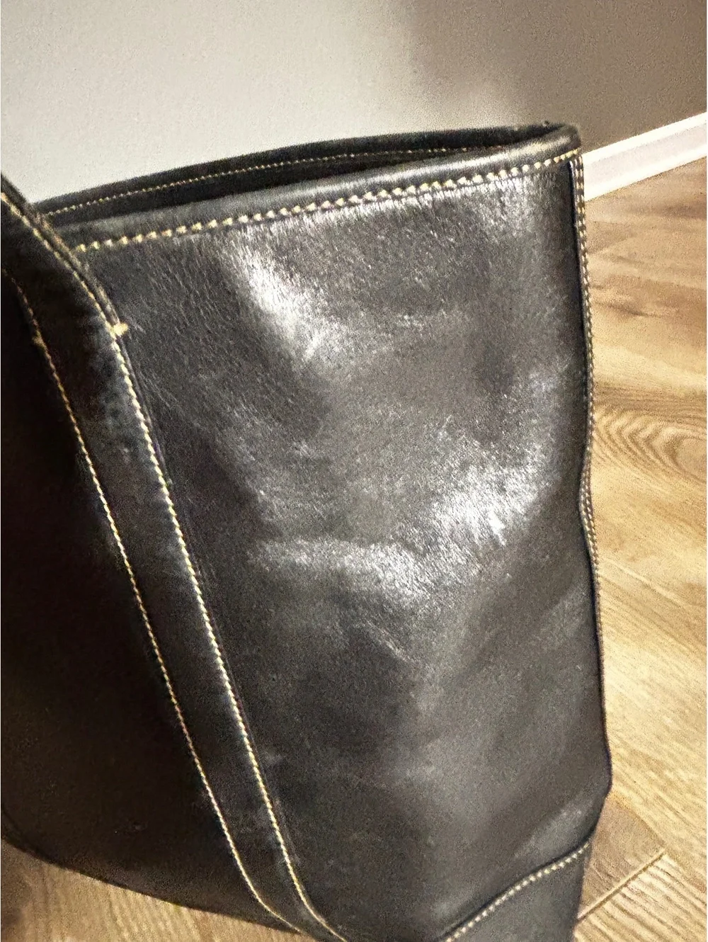 Vintage Coach Black Leather Tote Bag